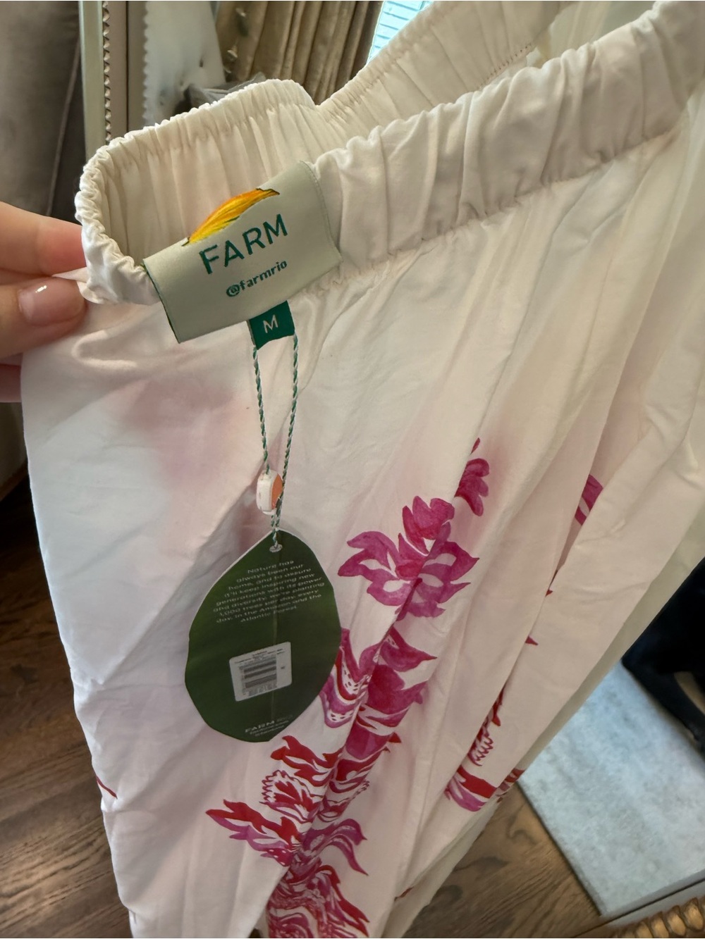 Farm Rio White Maxi Dress with Pink Floral Embroidery - Picture 4 of 5
